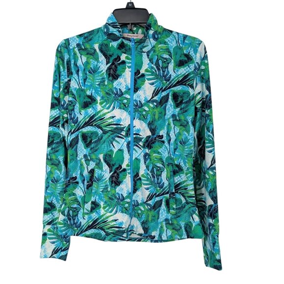 Tommy Bahama Golf Jacket Women Size M Zip Up Performance Floral Tropical Sporty - Picture 1 of 9